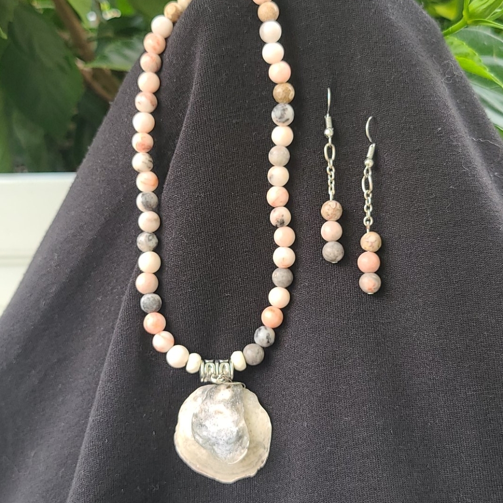 Necklace and earrings boho beachy beaded